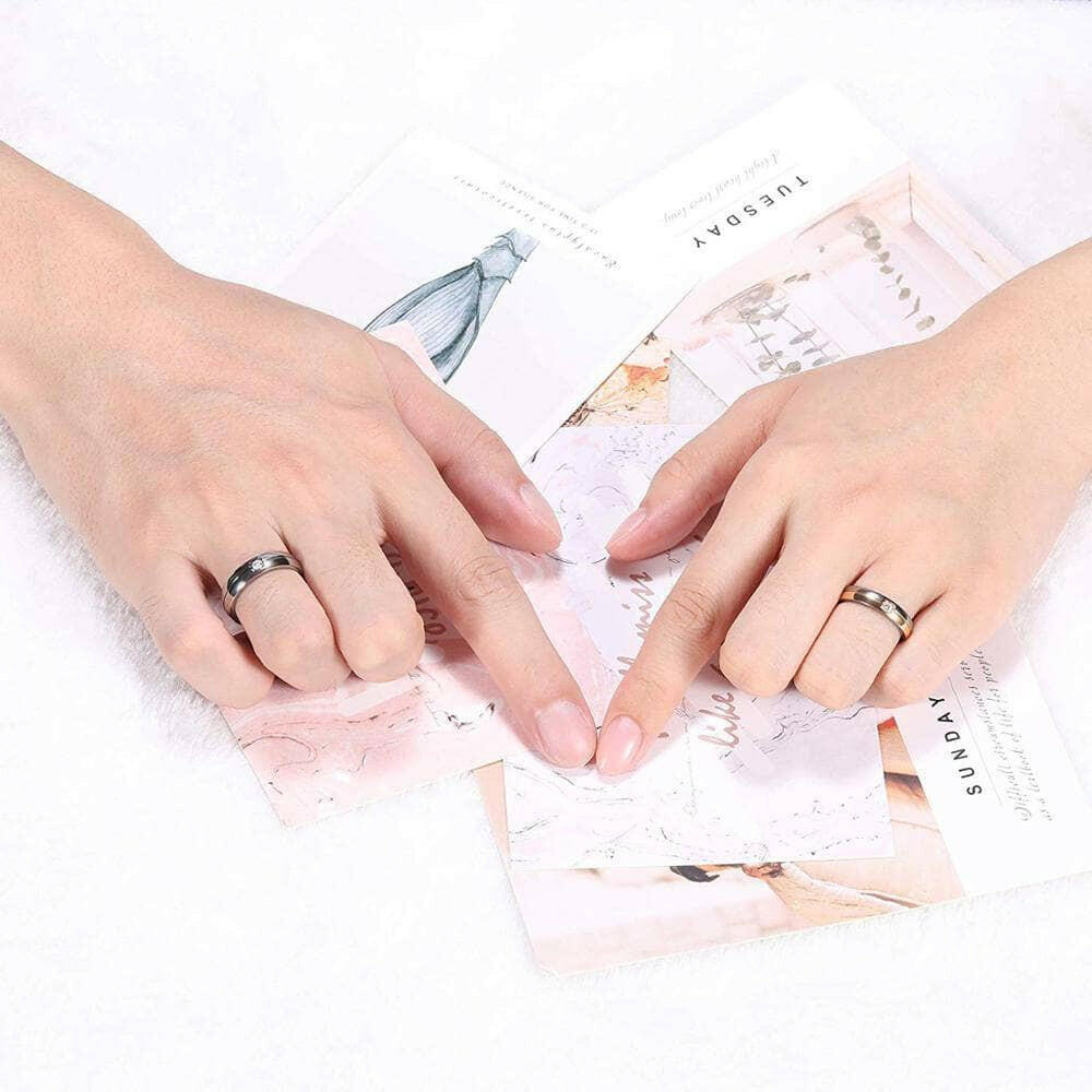 Titanium Wedding Band with Diamond -Evani Naomi Jewelry