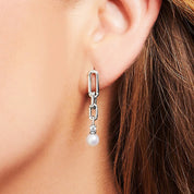 Trendy Pearl Chain Earrings-Evani Naomi Jewelry