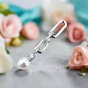 Trendy Pearl Chain Earrings-Evani Naomi Jewelry