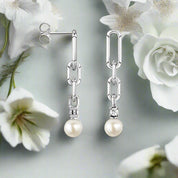 Trendy Pearl Chain Earrings-Evani Naomi Jewelry