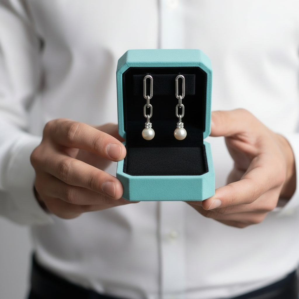 Trendy Pearl Chain Earrings-Evani Jewelry