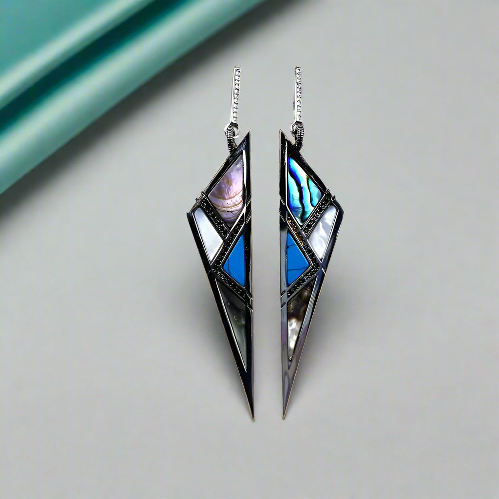 Triangle Fritillary Ethnic Drop Earrings-Evani Naomi Jewelry