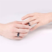Tungsten Men's Wedding Band with Black & Blue Carbon Fiber-Evani Naomi Jewelry