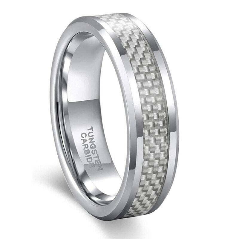 Tungsten Men's Wedding Band with Carbon Fiber Inlay-Evani Jewelry