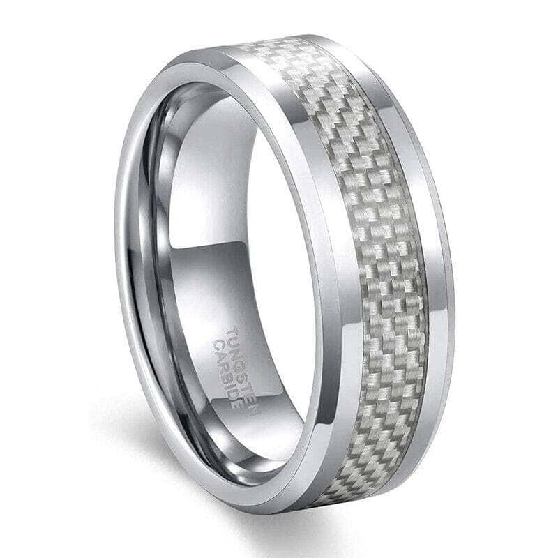 Tungsten Men's Wedding Band with Carbon Fiber Inlay-Evani Naomi Jewelry