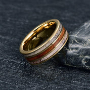 Tungsten Men's Wedding Band with Deer Antler & Wood Grain Inlay-Evani Naomi Jewelry