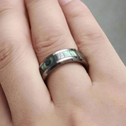 Tungsten Men's Wedding Band with Green Abalone Inlay-Evani Naomi Jewelry