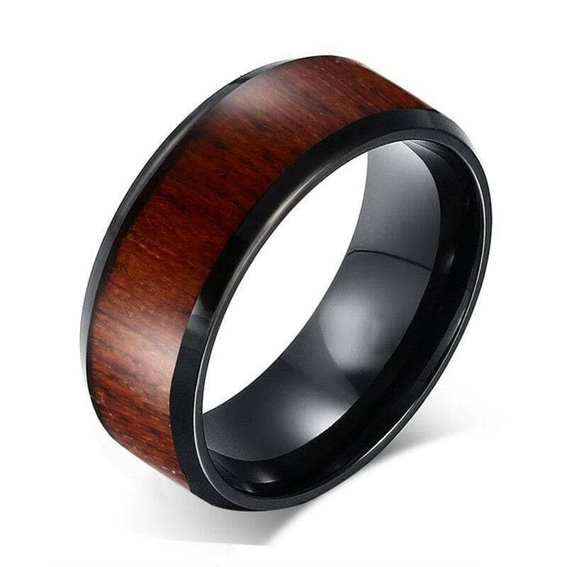 Tungsten Men's Wedding Band with Matte Wood-Evani Jewelry