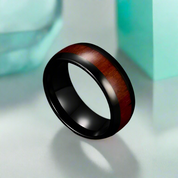 Tungsten Men's Wedding Band with Matte Wood-Evani Naomi Jewelry