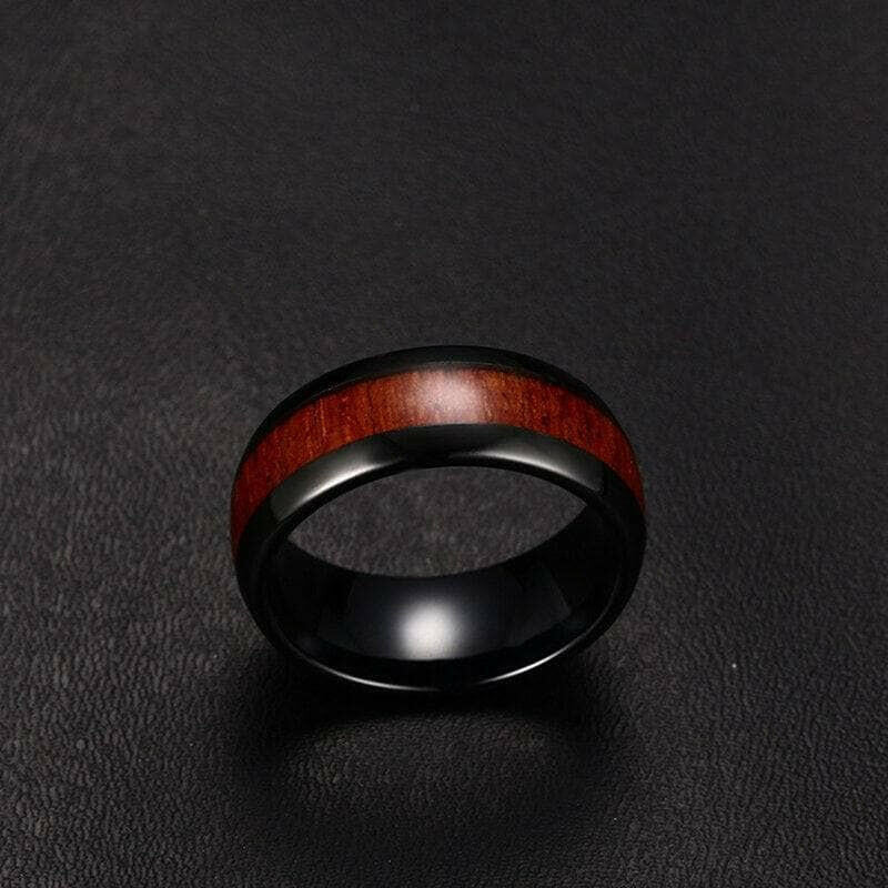 Tungsten Men's Wedding Band with Matte Wood-Evani Naomi Jewelry