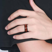 Tungsten Men's Wedding Band with Matte Wood-Evani Naomi Jewelry