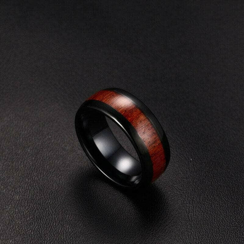 Tungsten Men's Wedding Band with Matte Wood-Evani Naomi Jewelry