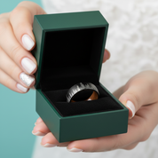 Tungsten Men's Wedding Band with Solid Inner Wood & Laser Forest Pattern - Evani Naomi Jewelry