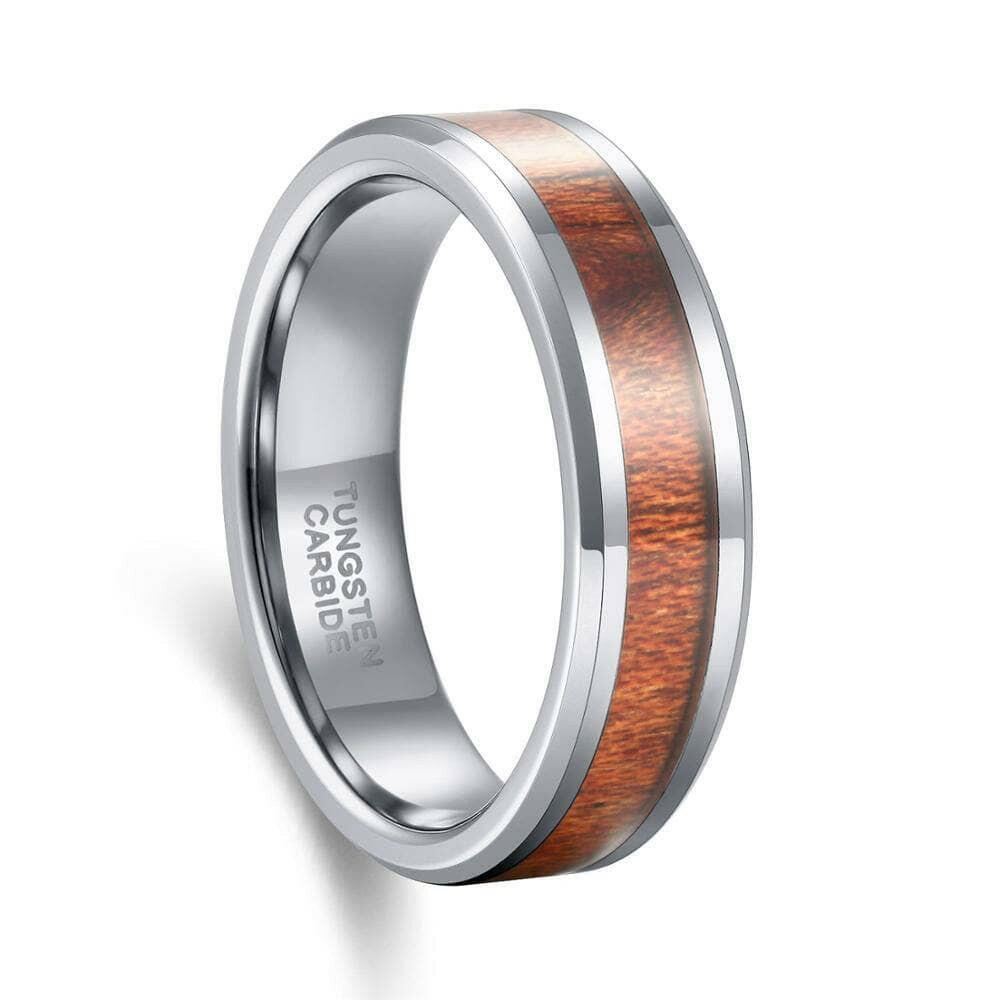 Tungsten Men's Wedding Band with Wood Inlay-Evani Jewelry