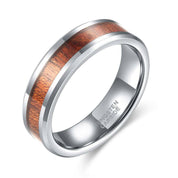 Tungsten Men's Wedding Band with Wood Inlay-Evani Naomi Jewelry