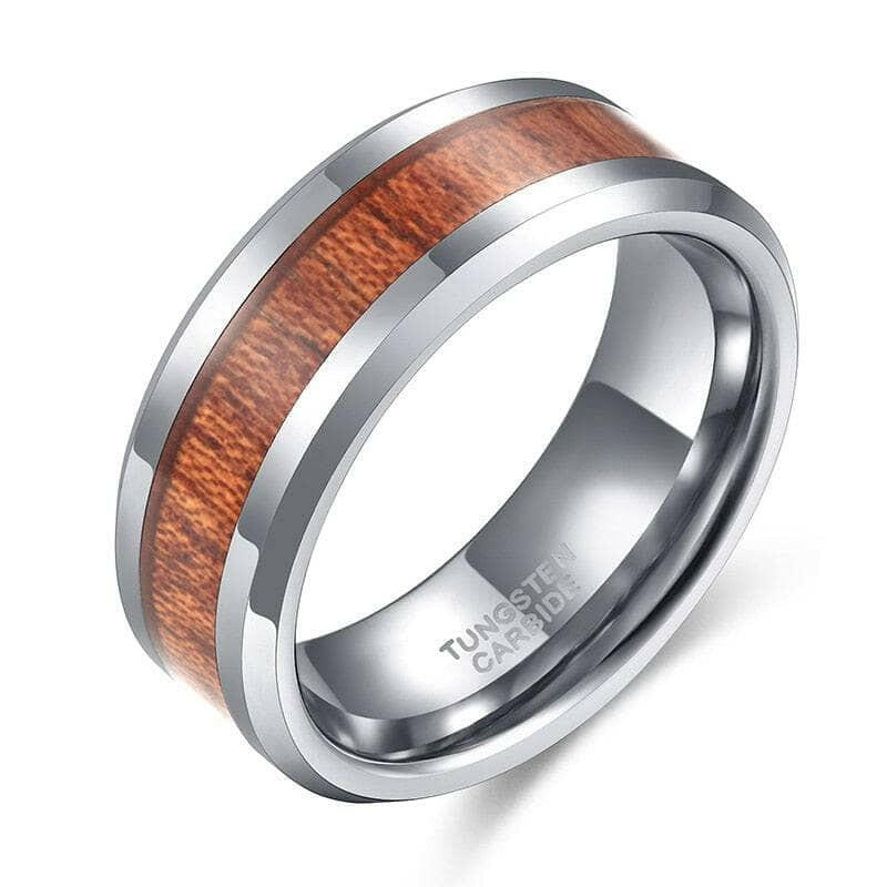Tungsten Men's Wedding Band with Wood Inlay-Evani Naomi Jewelry