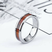 Tungsten Men's Wedding Band with Wood Inlay-Evani Naomi Jewelry