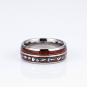 Tungsten Men's Wedding Band with Wood & Shell Inlay - Evani Naomi Jewelry