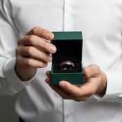 Tungsten Men's Wedding Band with Wood & Shell Inlay - Evani Naomi Jewelry
