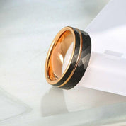 Tungsten Wedding Band in Two-Tone Black & Rose Gold-Evani Naomi Jewelry