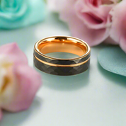 Tungsten Wedding Band in Two-Tone Black & Rose Gold-Evani Naomi Jewelry