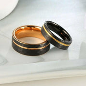 Tungsten Wedding Band in Two-Tone Black & Rose Gold-Evani Naomi Jewelry