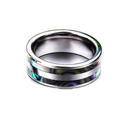 Tungsten Wedding Band with Double Abalone Shell Inlay-Evani Naomi Jewelry