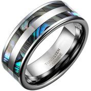 Tungsten Wedding Band with Double Abalone Shell Inlay-Evani Naomi Jewelry