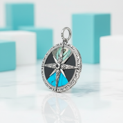 Turquoise Compass Vintage Pendant