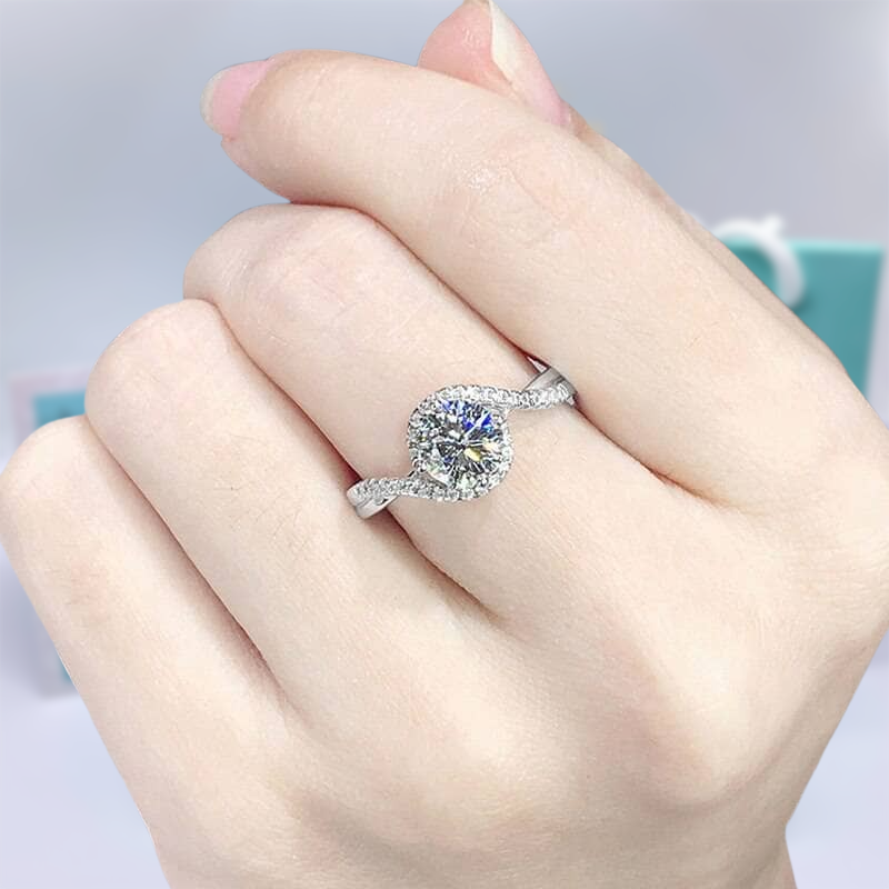 Twist 14k White Gold Diamond Engagement Ring-Evani Jewelry