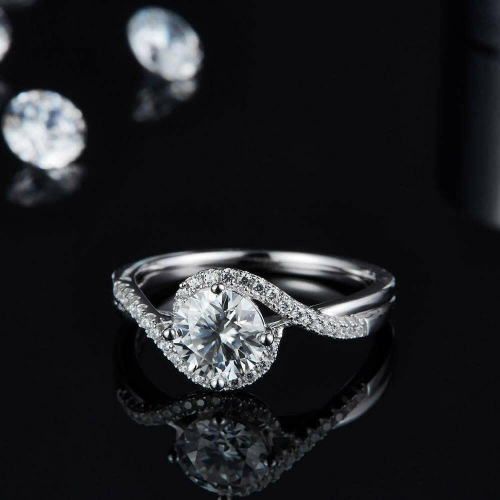 Twist 14k White Gold Diamond Engagement Ring-Evani Naomi Jewelry