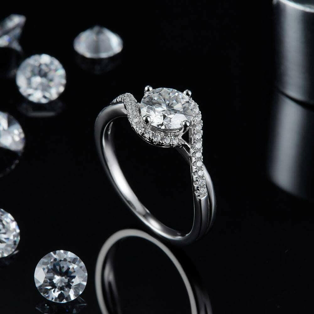 Twist 14k White Gold Diamond Engagement Ring-Evani Naomi Jewelry