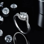 Twist 14k White Gold Diamond Engagement Ring-Evani Naomi Jewelry