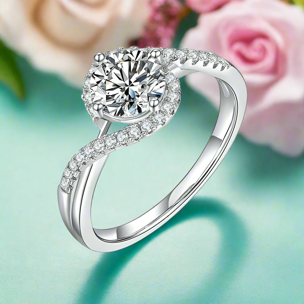 Twist 14k White Gold Diamond Engagement Ring-Evani Jewelry