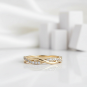 Twist Infinity Yellow Gold Diamond Birthstone Wedding Band-Evani Jewelry