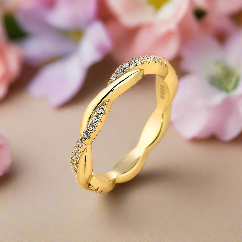 Twist Infinity Yellow Gold Wedding Band-Evani Naomi Jewelry