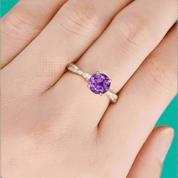 Twist Round Cut 1.25ct Amethyst Purple Rose Gold Promise Ring-Evani Naomi Jewelry