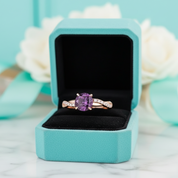 1.25 ct Twist Round Cut Amethyst Rose Gold Promise Ring-Evani Jewelry