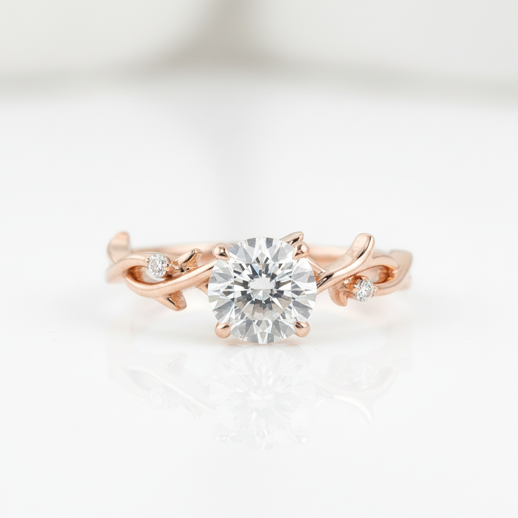 Twisted 18K Rose Gold 1.0 Ct Diamond OptionEngagement Ring - Evani Naomi Jewelry