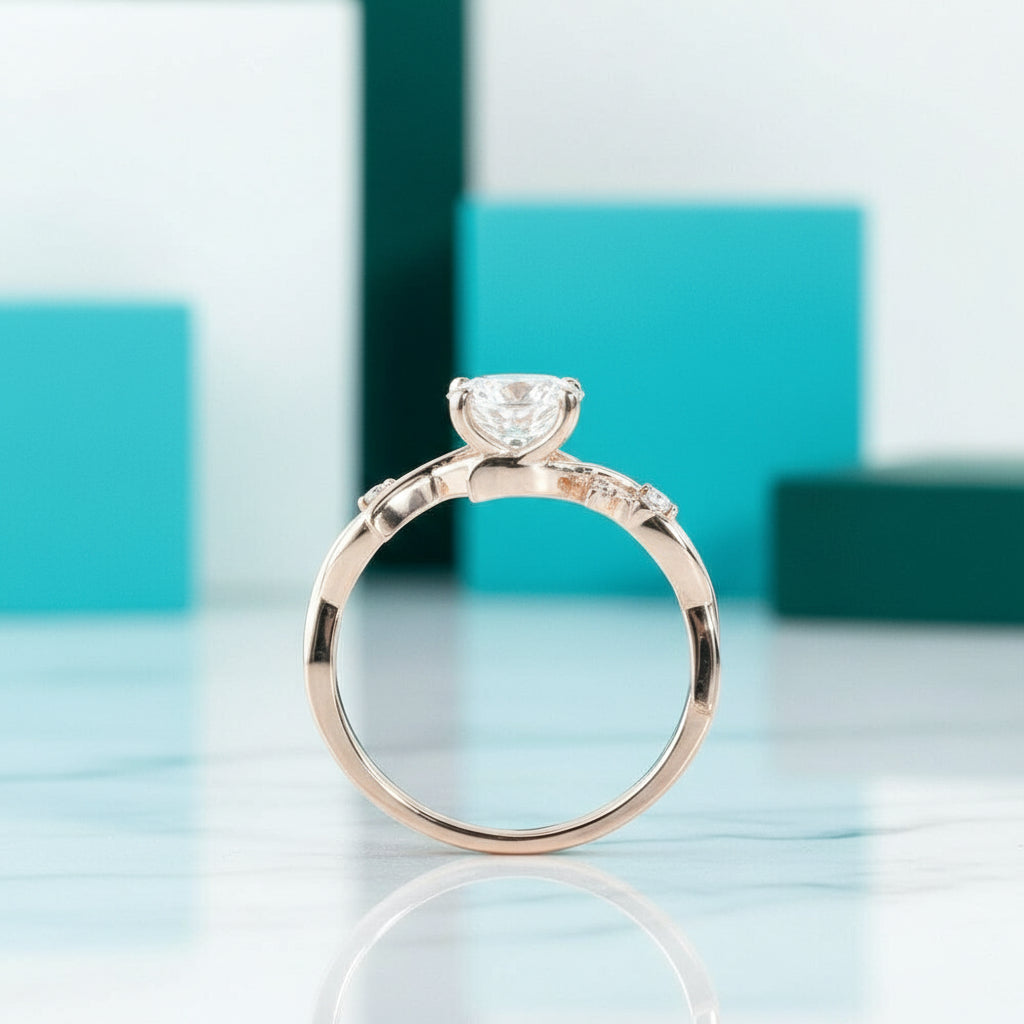 Twisted 18K Rose Gold 1.0 Ct Diamond Engagement Ring-Evani Jewelry