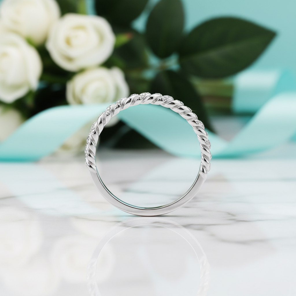 Twisted Eternity Stackable Diamonds Wedding Band-Evani Jewelry