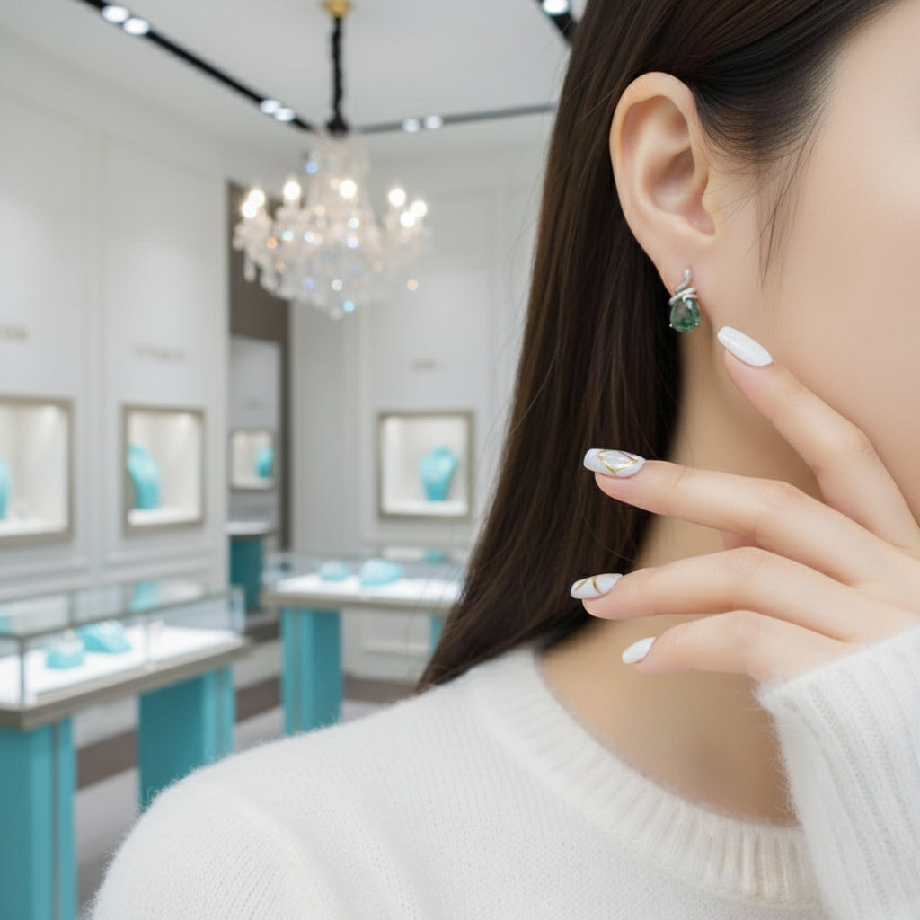 Two Lovers- Unique Snake Earrings Natural Moss Agate-Evani Jewelry