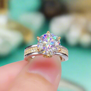 Two-Tone 14k Gold Round Cut Engagement Ring-Evani Naomi Jewelry