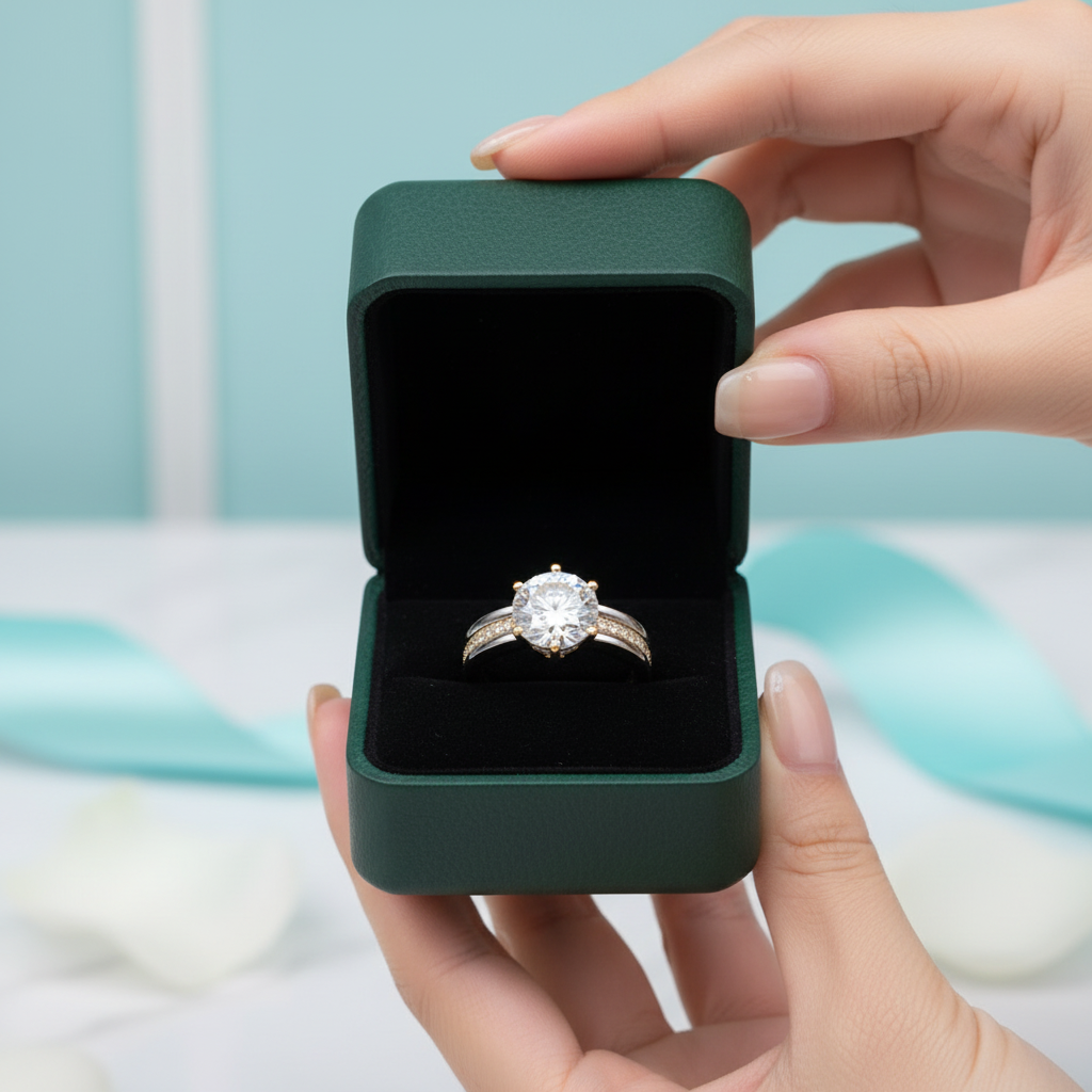 Two-Tone 14k Gold Round Cut Engagement Ring