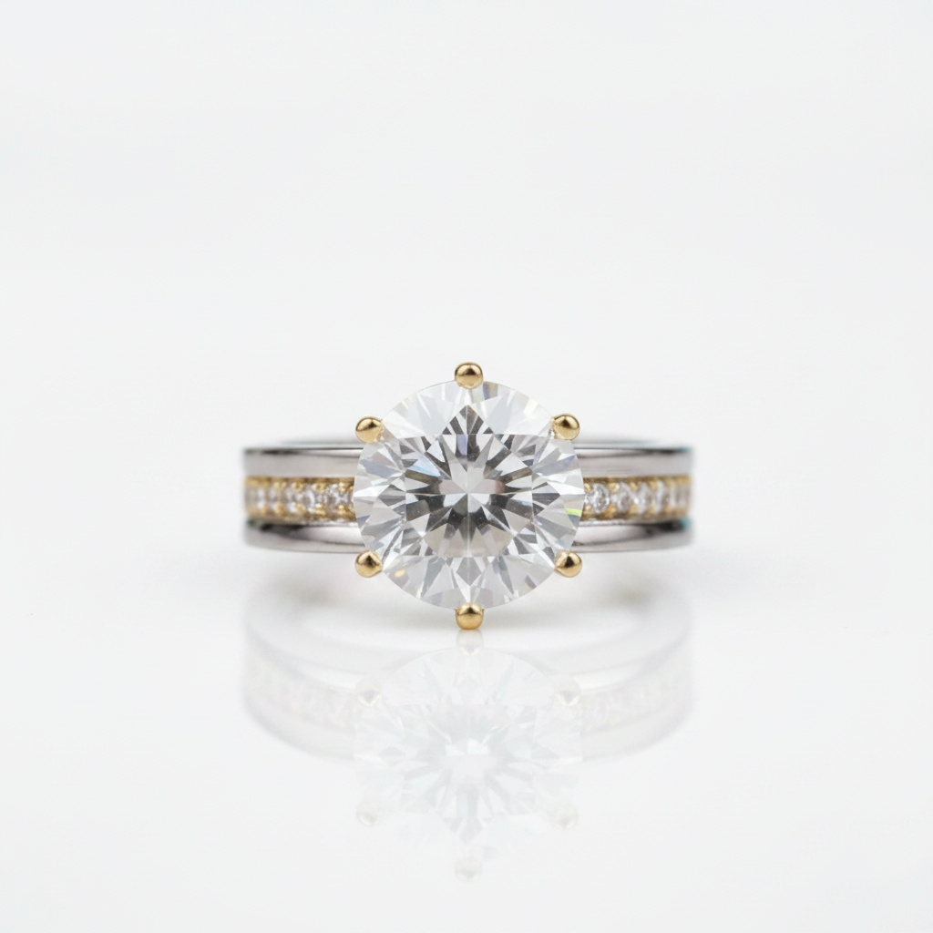 Two-Tone 14k Gold Round Cut Engagement Ring