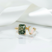 Beneath the Sentinel Trees- Natural Moss Agate Adjustable Rings