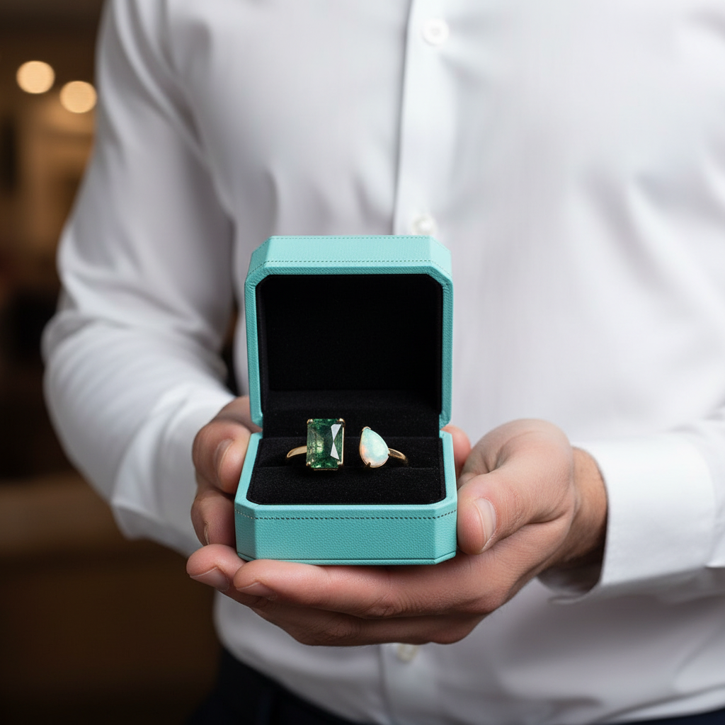 Beneath the Sentinel Trees- Natural Moss Agate Adjustable Rings