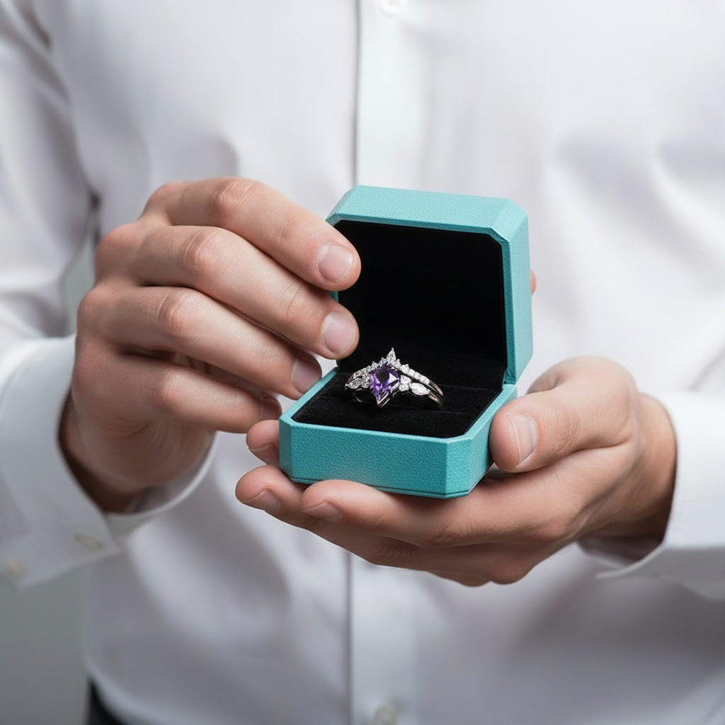 Kite Cut Alexandrite Birthstone Engagement Ring-Evani Jewelry