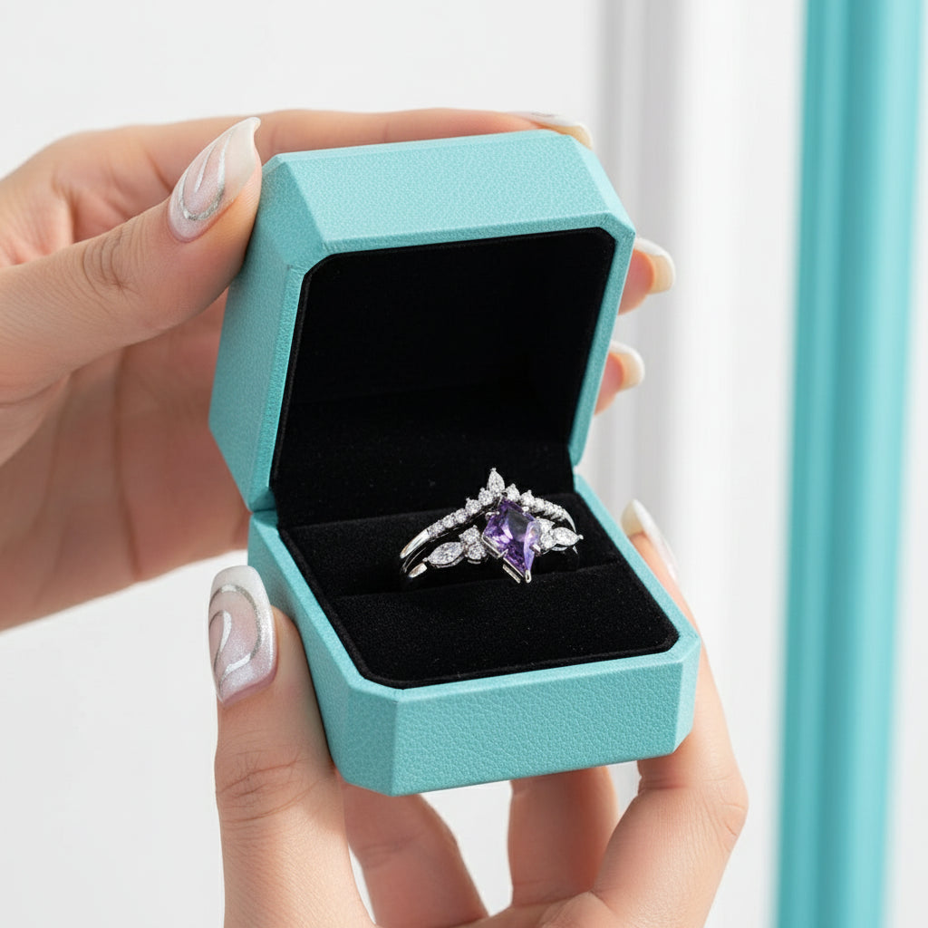 Kite Cut Alexandrite Birthstone Engagement Ring-Evani Jewelry