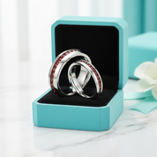 Elegant Titanium Ruby Birthstone Wedding Band-Evani Jewelry